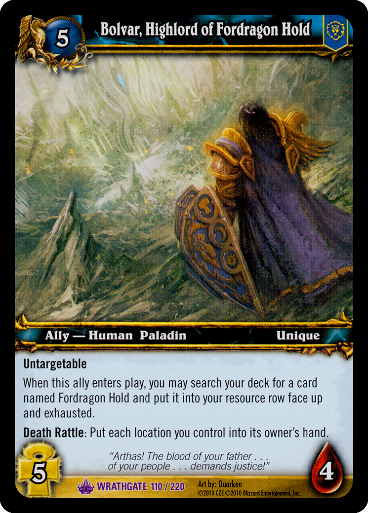 Bolvar, Highlord of Fordragon Hold